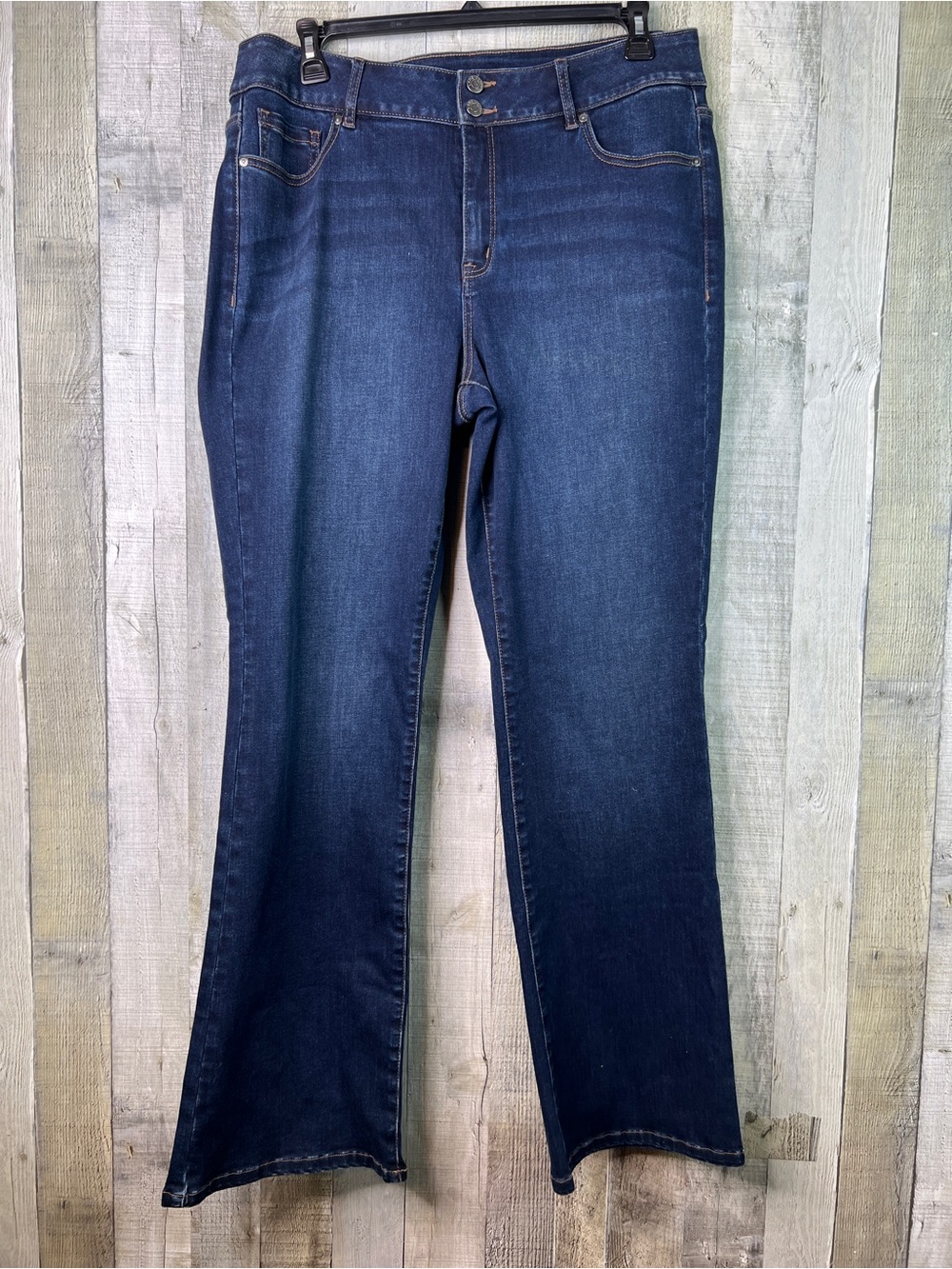Lane Bryant SZ. 18R (FLAW-BELT LOOP CUT) Dark Blue Denim Stretch Jeans 5 Pocket